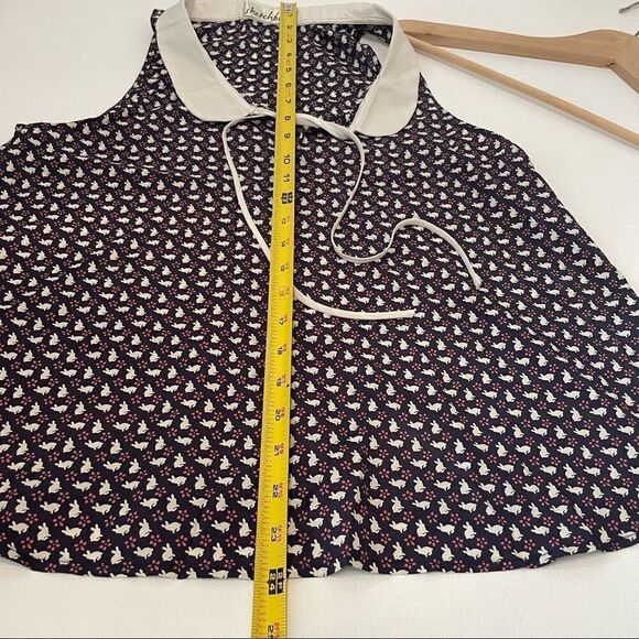 Sketchbook Anthropologie navy & white rabbit print sleeveless top Peter Pan XS - Picture 8 of 9